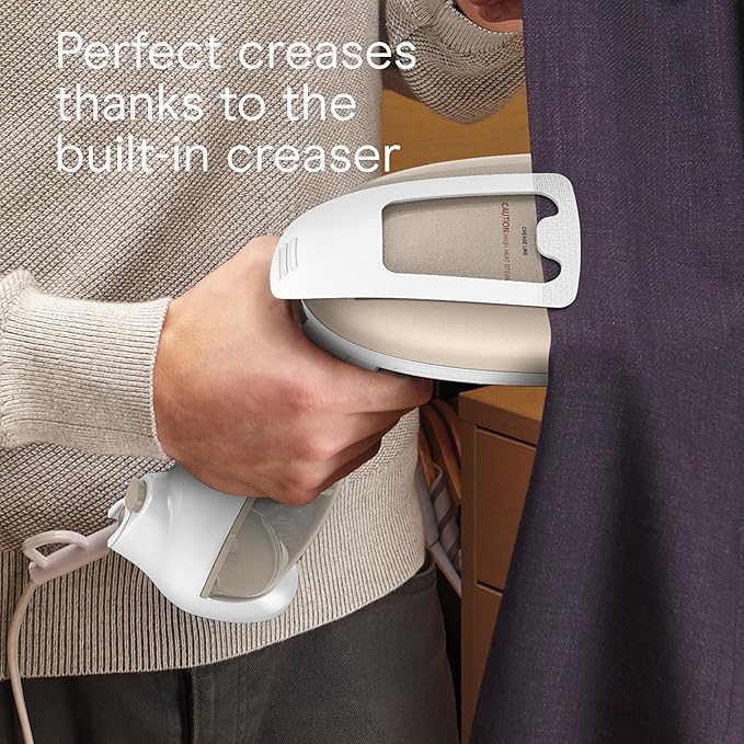 Conair Handheld Garment Steamer for Clothes, Turbo ExtremeSteam 1875W Fabric Clothes Steamer, Portable Handheld Design, Strong Penetrating Steam, White/Champagne, Pack of 2