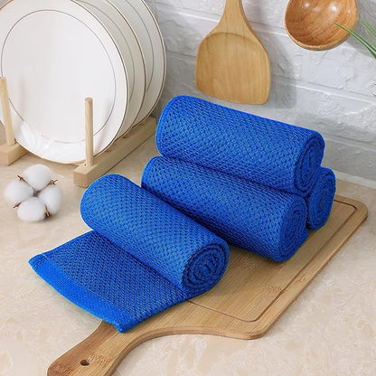 Kitinjoy 100% Cotton Waffle Weave Kitchen Hand Towels (13 X 28 Inches, Blueberry), 4-Pack Super Soft and Absorbent Dish Towel for Drying Dishes