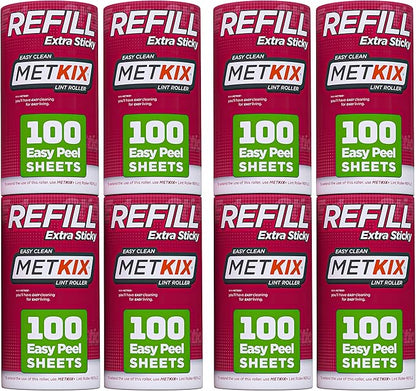 Refill for Metkix Lint Rollers 8 Pack (Total 800 Sheets)