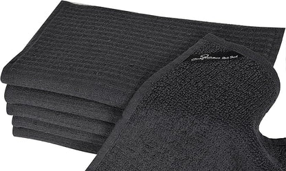 Dish Towels|Kitchen Dish Cloths Two-Sided Waffle Terry|13x28 Inches 100% Cotton Dish Rags Washing Dishes|Super Absorbent Reusable Quick Drying Dish Towels| 6-Pc Set Grey