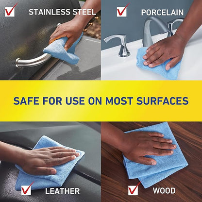 Quickie Microfiber Cleaning Cloth 14 x 14 Inches Blue Pack of 24 Washable and Reusable Ideal for Multi-Surface Indoor/Outdoor Dusting and Polishing