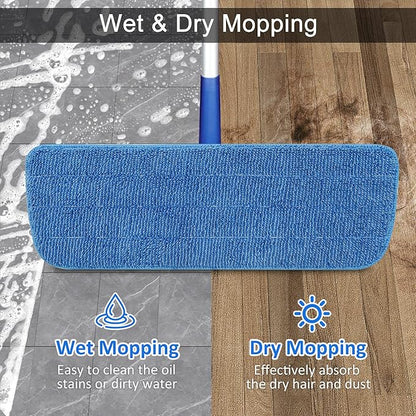 3 Pack Microfiber Mop Pads Replacement for Wet/Dry Mop Floor Cleaning Reusable Mop Pads Refills for Spray Floor Mops Compatible with Bona Floor Care System and Any Microfiber Flat Spray Mop