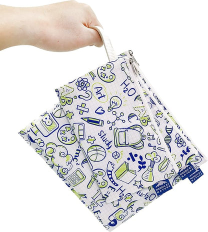 Nordic By Nature Reusable Sandwich Bag Snack Bags - Value Pack of 5 Dual Layer Lunch Baggies - Dishwasher Safe - Eco Friendly Cloth Wraps - Easy Open Zipper (Back to School)