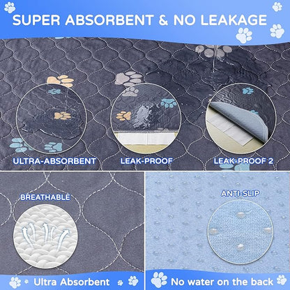 Aitmexcn Washable Dog Pee Pad, 2PCS 100% Waterproof Whelping Training Mat for Puppy/Senior, Fast Drying Reusable Pads for Indoor, Outdoor and Car Travel - 36'' x 48''