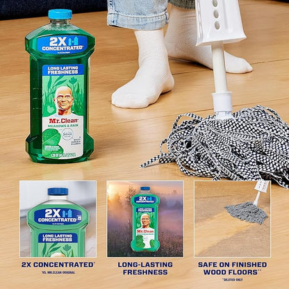 Mr. Clean All Purpose Cleaner, Floor Cleaner for Mopping Home, Bathroom, & Kitchen, Cleaning Liquid for Mop & Bucket, Cleaning Supplies, Multi-Surface Dilutable, Meadows & Rain, 41oz (Pack of 2)