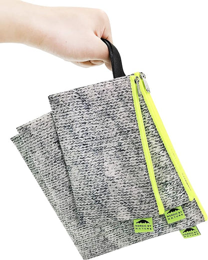 Nordic By Nature Reusable Sandwich Bag Snack Bags - Value Pack of 5 Dual Layer Lunch Baggies - Dishwasher Safe - Eco Friendly Cloth Wraps - Easy Open Zipper (Grey/Neon)