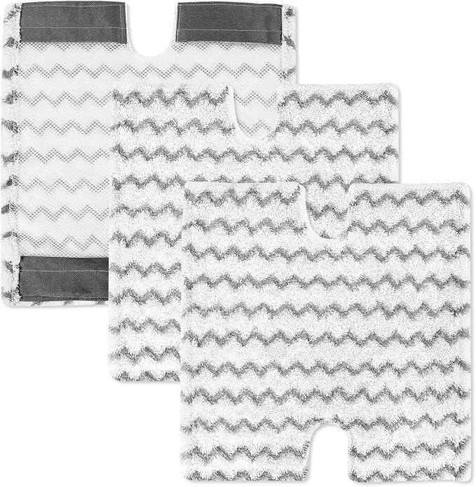 KEEPOW Steam Mop Pads Replacement P184WQ Compatible with Shark Genius Lift-Away Pocket Steam Mop S3973 S3973D S6002 S5003 S6001W S6003W S5001 S5002, Washable Steamer Cleaner Pads for Hard Floor 3 Pack