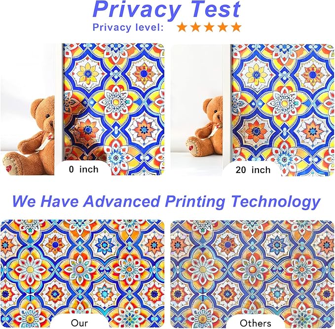 Rainbow Window Privacy Film,Heat Control,UV Blocking,Anti-Glare,Day & Night Privacy Protection & Decoration for Home, Bathroom,Glass Door,Static Cling,Renter-Friendly with Installation Tools