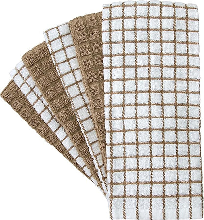Bumble Kitchen Towels (6 Pack) | 16" x 28" | 100% Cotton Dish Towels for Kitchen | 380 GSM | Soft, Highly Absorbent & Durable Dish Towels with Hanging Loop | Tan