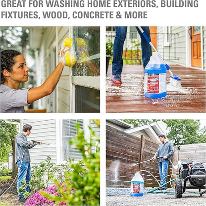 SIMPSON Cleaning 88281 Cleaner, Concentrated Soap Solution for Pressure Washers and Spray Bottles, Use on Concrete, Vinyl Siding, Appliances, Windows, Cars, Fences, Decks, Blue, 1 Gallon (Pack of 2)