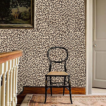 HueBurst Leopard Peel and Stick Wallpaper 17.3"x120" Cheetah Contact Paper Self Adhesive Brown Wallpaper Removable Waterproof Art DIY Wall Decor for Bedroom Living Room (14.4sq.ft.)