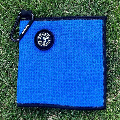 Small Magnetic Golf Towel with Clip, Microfiber Waffle Design - Industrial Strength Magnet for Glof Balls, Golf Bags, Carts Clubs - Blue