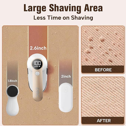 DBC Fabric Shaver with 15000r/Min Powerful Motor, LED Display, 3-Speeds, 6-Leaf Blades, Large Shaving Head Lint Remover for Clothes, Lint Ball, Furniture, Fuzz - Gold & White