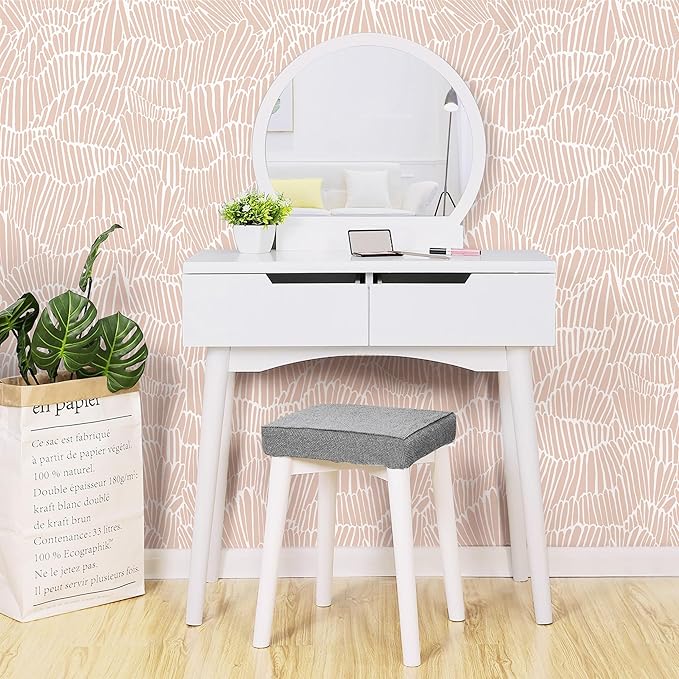 Guvana Pink Wallpaper Peel and Stick Modern Light Pink and White Contact Paper Boho Striped Wall Paper Self Adhesive Waterproof Wallpaper for Bedroom Bathroom Accent Wall Decor Vinyl Roll 17.3"×590"