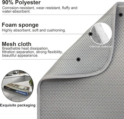 2-Pack Light Gray Dish Drying Mats 17” x 24” – XL Kitchen Drying Mat for Counter, Super Absorbent Microfiber Dish Drying Mat, Foldable Large Dish Drying Mat, Pots, Pans – Dish Drainer Mat