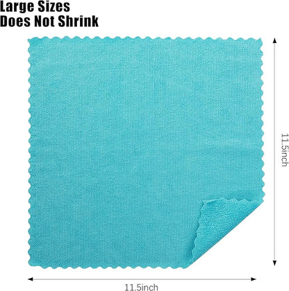 MOONQUEEN 12 Pack Microfiber Cleaning Cloth - Reusable Cleaning Rag, Fast Drying Cleaning Towels,12"X12", Green/Blue/Yellow/Pink