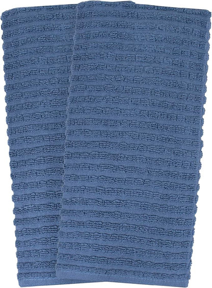 Ritz Royale Collection 100% Combed Terry Cotton, Highly Absorbent, Oversized Kitchen Towel Set, 28" x 18", 2-Pack, Solid, Federal Blue