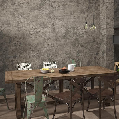 3yecao 24"×354" Wide Thick Light Brown Grey Concrete Wallpaper Peel and Stick 3D Distressed Faux Vinyl Wrap Industrial Cement Contact Paper Matte Textured Wall Sticker for Gym Bathroom Bedroom Walls