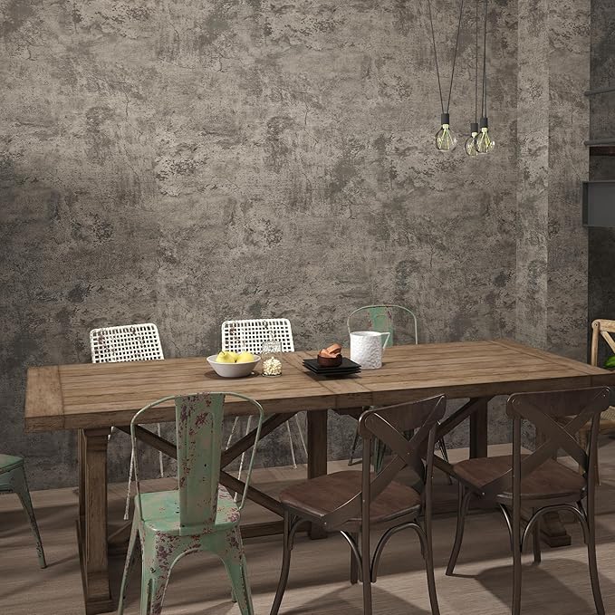 3yecao 31"×157" Extra Wide Thick Light Brown Grey Concrete Wallpaper Peel and Stick 3D Gray Faux Concrete Cement Contact Paper Vinyl Wrap Stained Matte Texture Sticker for Bathroom Garage Living Room