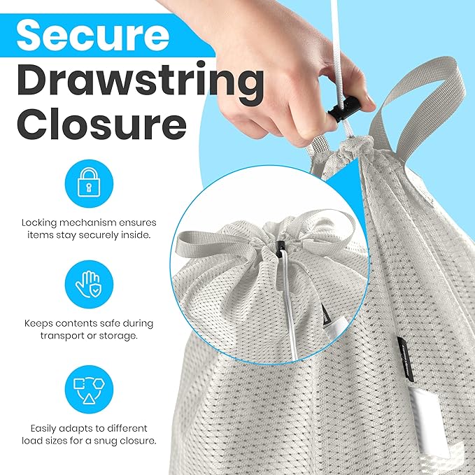 Handy Laundry Mesh Laundry Bag 24 x 36 Inches - Extra Large Heavy Duty Bag with Handles & Shoulder Strap, Breathable, Machine Washable for Dorm, Travel, Bedding & Storage - Grey
