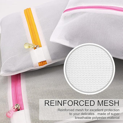 Mesh Laundry Bags 3-Pack Laundry Wash Bag Colorful Zipper for Delicates, Blouse, Hosiery, Stocking, Underwear, Bra Lingerie, Sweater, Travel Storage Bag(Orange, S)