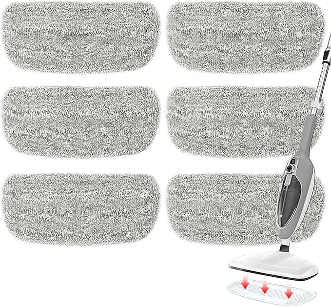 KAiSnova Steam Mop Replacement Pads Compatible with GorFanty GF-6610B/GF-6610, Washable & Reusable Microfiber Mop Cloth Compatible with Neugo NE033 NE033M & Mxnsewr MX-C021 Steam Mop (6 Pack)