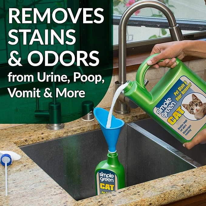 Cat Stain & Odor Remover - Enzyme Cleaner for Cat Urine, Feces, Blood, Vomit (1 gallon Refill)