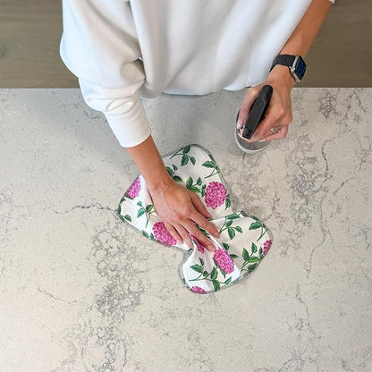 Reusable Paper Towels - 10 PACK - Roll of Washable Cotton Cloth Paper Towels - Paperless Reusable Napkins Cloth Washable - Absorbent + Long Lasting - Zero Waste Products - (Pink Hydrangea)
