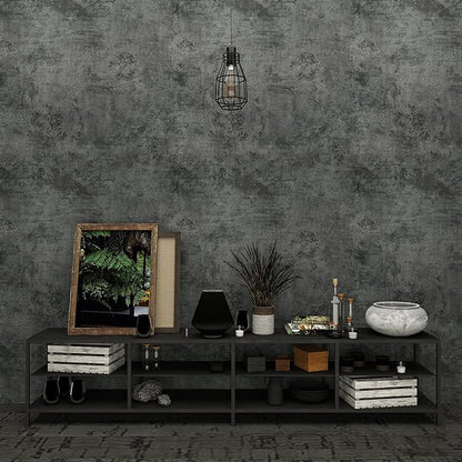 3yecao 16"×197" Extra Thick Dark Blue Grey Concrete Wallpaper Peel and Stick Waterproof Gray Concrete Contact Paper Vinyl Wrap 3d Faux Adhesive Cement Tile Sticker for Kitchen Island Bedroom Gym Walls