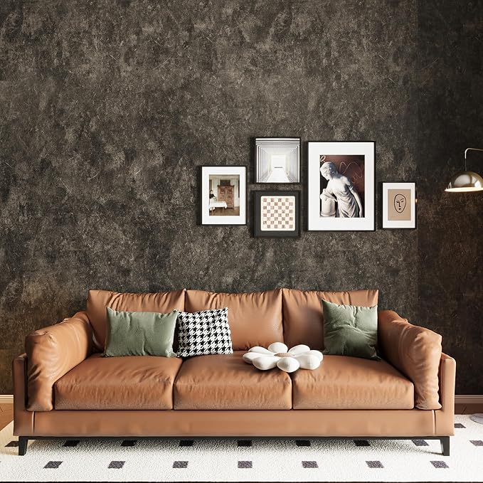 3yecao 31"×354" Big Roll Large Size Extra Wide Thick Dark Brown Tan Grey Concrete Wallpaper Peel and Stick Vinyl Waterproof Glossy Charcoal Taupe Gray Concrete Cement Contact Paper for Bedroom Walls