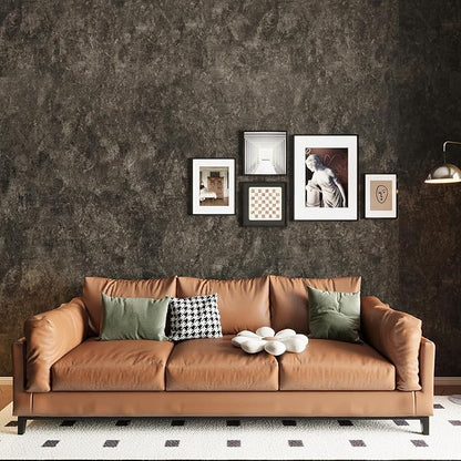 3yecao 31"×354" Big Roll Large Size Extra Wide Thick Dark Brown Tan Grey Concrete Wallpaper Peel and Stick Vinyl Waterproof Glossy Charcoal Taupe Gray Concrete Cement Contact Paper for Bedroom Walls