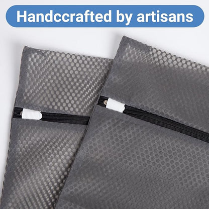 3Pcs 12 x 16 Inches Laundry Bags for Delicates, Durable Honeycomb Mesh Laundry Bags, Sturdy Zipper Laundry Bag for Lingerie, Clothes, Shoes, Socks, Gray