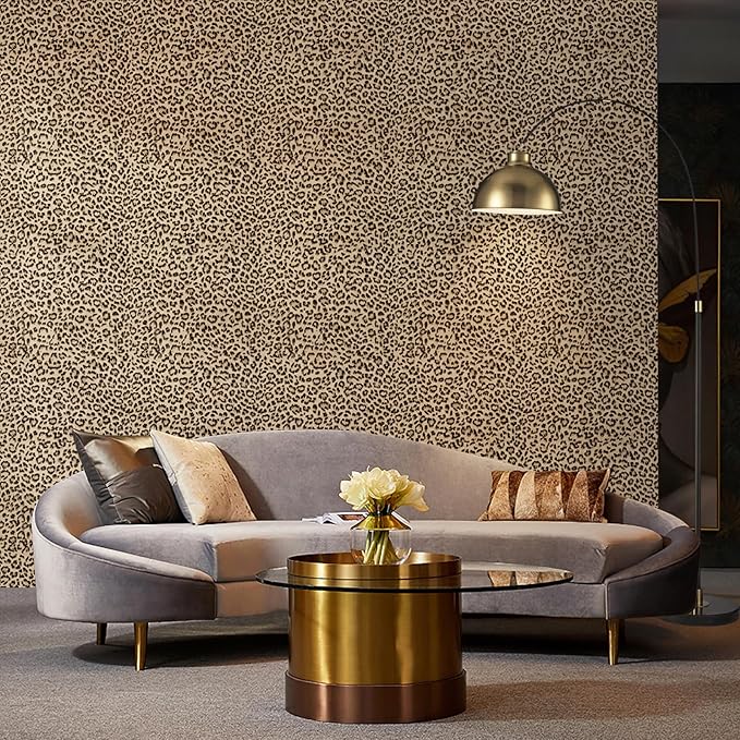 HueBurst Leopard Peel and Stick Wallpaper 17.3"x240" Cheetah Contact Paper Self Adhesive Brown Wallpaper Removable Waterproof Art DIY Wall Paper for Bedroom Living Room (28.8sq.ft.)