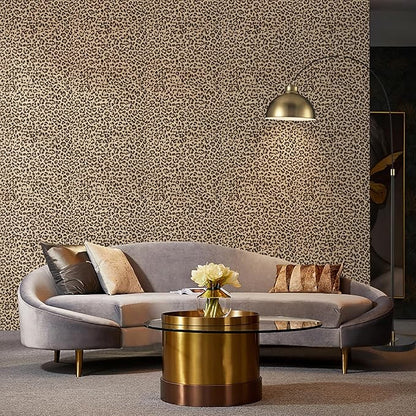 HueBurst Leopard Peel and Stick Wallpaper 17.3"x240" Cheetah Contact Paper Self Adhesive Brown Wallpaper Removable Waterproof Art DIY Wall Paper for Bedroom Living Room (28.8sq.ft.)