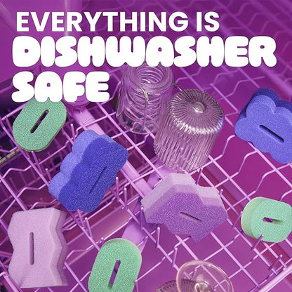 Brite by Scotch-Brite 2-Sided Scrub & Wipe, Scrubbing Kitchen and Dish Sponge, Midnight Mode, 6 Scrub Sponges
