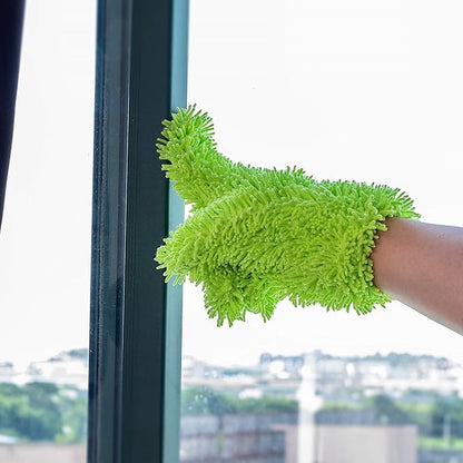 Microfiber Dusting Glove for Kitchen and Home by Scrub-it - Car, Furniture & Window Cleaning Gloves - Cuts Through Dirt Without Using Chemicals - Perfect for Stainless Steel Dusting -2 Pack (Green)