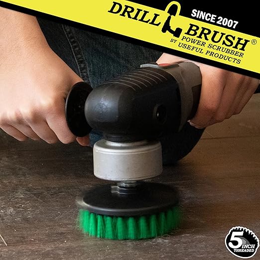 Construction Tools - Medium Scrub Brush - Threaded - 5/16 x 24 - fits Electric - Cordless - Air Pneumatic - Variable Speed - Dual Action - Orbital - Rotary - Buffer - Polisher – Machine