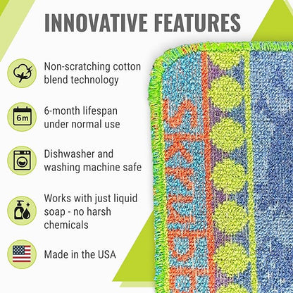 Wet-It Skrubba Non-Scratch Scouring Pad – European Scrubby Sponge for Kitchen Cleaning, Pots, Pans, Glass & Cookware – Durable Reusable Pad with Fun Chicken Design