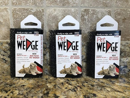 Mini-Pocket Pet Wedge® Hair Remover 3 Pack- Can Instantly Remove pet Hair from Clothes and Other Hard to Reach Areas.