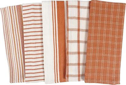 KAF Home Assorted Flat Kitchen Towels - Set of 10, 18 x 28 Inch (Orange)