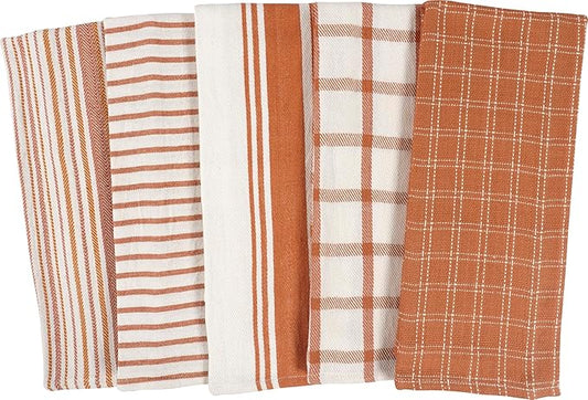 KAF Home Assorted Flat Kitchen Towels - Set of 10, 18 x 28 Inch (Orange)