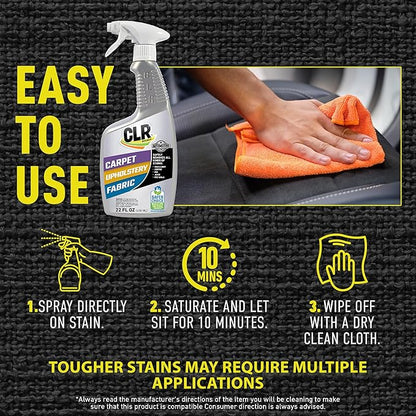 CLR Brands Automotive Carpet, Upholstery & Fabric Cleaner, 22 oz. Spray Bottle, Fast-Acting Stain Remover, Cleans Mud, Coffee, Ink, Blood and More, Automotive Carpet and Upholstery Cleaner