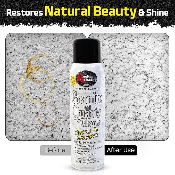 Rock Doctor Granite & Quartz Cleaner Spray 18 oz. Can, Cleans Tile, Marble, Kitchen Countertop, and Natural Stone Surfaces, Streak-Free Shine (6Pack)
