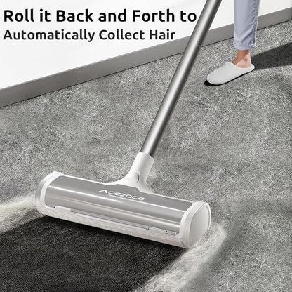 ACE2ACE A3 Pro Carpet Roller for Pet Hair, Carpet Pet Hair Removal Tool, Reusable Large Lint Rollers, 5 Feet Long Handle No Bending No Kneeling, Cat Dog Hair Remover for Carpet, Rugs, Mats, Grey