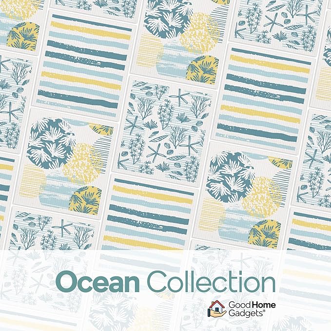 Swedish Dishcloths for Kitchen | 6-Pack Ocean Collection | Absorbent Reusable Swedish Dishcloths, Eco-Friendly Cellulose Sponge Dishtowels