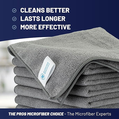 12" x 12" MW Pro Multi-Surface Microfiber Cleaning Cloths | Gray - 48 Pack | Premium Microfiber Towels for Cleaning Glass, Kitchens, Bathrooms, Automotive, Supplies & Products