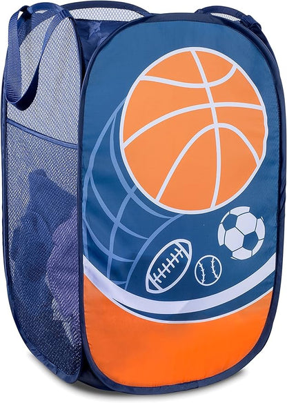 Handy Laundry Collapsible Mesh Pop Up Laundry Hamper with Side Pocket – Breathable, Space-Saving, Foldable Clothes Basket for Laundry, Storage, Travel, Dorm, Sports, 24 Inch