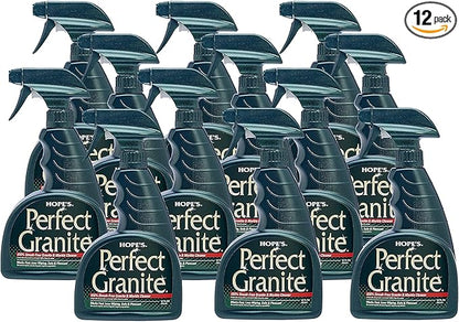 HOPE'S Perfect Granite & Marble Countertop Cleaner, Stain Remover and Polish, Streak-Free, Ammonia-Free, 22 Ounce, 12 Pack