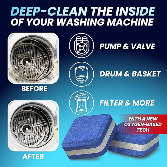 Washing Machine Cleaner New Ultra Pro Tablets 50% Stronger Formula for Pet - 28 Pack, HE Front & Top Load, Washer Deep Cleaning, Remove Tough Pet Hair, Odors, Residue & Grime, No Dander Build-up
