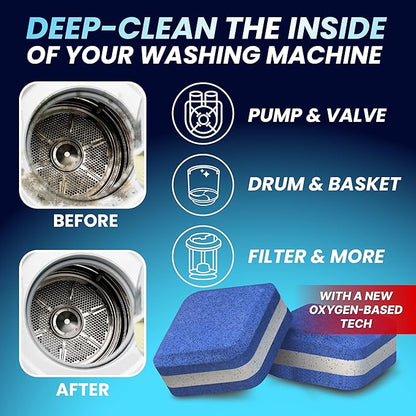Washing Machine Cleaner Pro Tablets for Pet Owners - 28 Pack, Front & Top Load Washer Deep Cleaning, Septic Tank Safe, HE Support, Remove Stubborn Pet Hair, Eliminates Smells, Prevents Dander Build-up